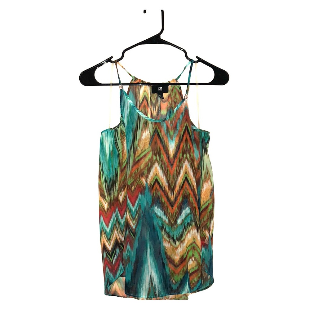 Flowing Aztec print sheer tank top